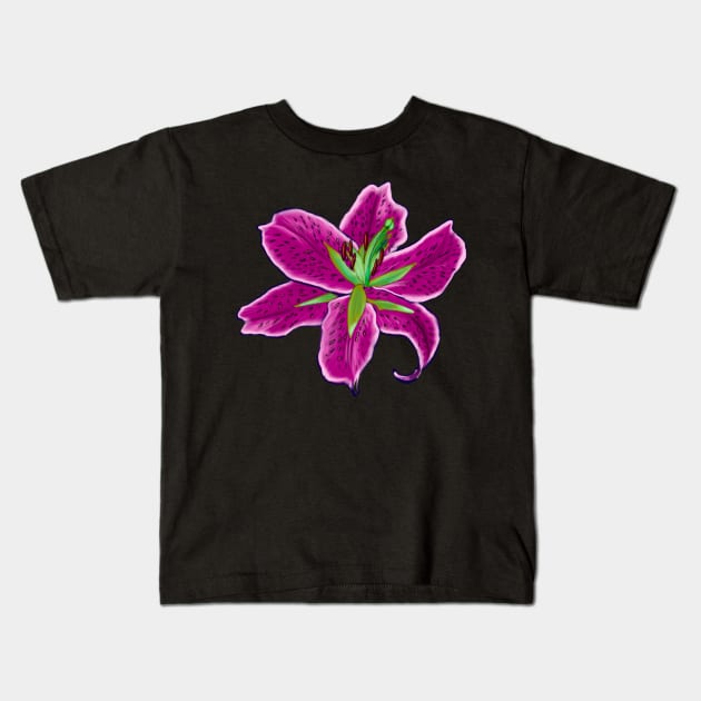 Lilly lily flower - single pink lilly Kids T-Shirt by Artonmytee